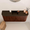 Mondiaz JOYA 93.2cm meuble de salle de bains - arrondis gauche et droite couleur Ruby - Vasque FAYE position Milieu 1 trou de robinet couleur Urban SW1421866