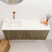 Mondiaz JOYA 90cm toiletmeubel - kleur Dusk - Wastafel FAYE positie Links Zonder kraangat kleur Talc. SW1421590