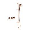Fortifura Nebbio Ensemble combiné bain - mitigeur thermostatique - barre coulissante avec coude mural intégré - flexible de douche métallique - douchette ronde - Remplissage-vidage de baignoire - cuivre brossé PVD (cuivre) SW1238050