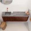 Mondiaz JOYA-DLUX 111.6cm toiletmeubel - ronding rechts kleur Ruby - Wastafel FAYE positie Links Zonder kraangat kleur Sombra. SW1425702