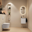 MONDIAZ TURE-DLUX Meuble toilette - 40cm - Linen - EDEN - vasque Ostra - position droite - sans trou de robinet SW1104881