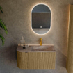MONDIAZ KURVE-DLUX Meuble de salle de bains 85cm arrondi Gauche couleur Dusk avec 1 tiroir et 1 porte. Lavabo CLOUD Droite 1 trou de robinet Oza. SW1432957