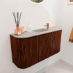 Mondiaz JOYA-DLUX 83.2cm meuble de toilette - arrondis gauche et droite couleur Ruby - Vasque FAYE position Milieu 1 trou de robinet couleur Glace. SW1423586