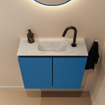 MONDIAZ TURE-DLUX Meuble toilette - 60cm - Jeans - EDEN - vasque Opalo - position centrale - 1 trou de robinet SW1105212