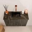 Mondiaz JOYA-DLUX 60cm meuble de toilette - couleur Shadow - Vasque FAYE position Milieu Sans trou de robinet couleur Lava SW1422832