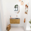 Mondiaz JOYA-DLUX 81.6cm toiletmeubel - ronding links kleur Oak - Wastafel FAYE positie Rechts Zonder kraangat kleur Sombra. SW1424282