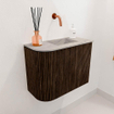 Mondiaz JOYA-DLUX 51.6cm toiletmeubel - ronding links kleur Walnut - Wastafel FAYE positie Rechts Zonder kraangat kleur Glace. SW1422409