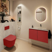 MONDIAZ TURE-DLUX Meuble toilette - 80cm - Fire - EDEN - vasque Opalo - position droite - sans trou de robinet SW1104312