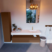 Mondiaz ALAN-DLUX Ensemble de meuble - 150cm - meuble Rust mat - 1 tiroir - Lavabo Cloud Ostra suspendu - vasque droite - 1 trou de robinet SW807511