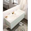 MONDIAZ VICA Ensemble de meuble salle de bain - 120cm - 2 tiroirs - lavabo Moon double - 2 trous de robinet - solid surface gris SW410717