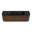 MONDIAZ KURVE 150cm Meuble salle de bain avec module 25 G et D - couleur Walnut - 1 tiroir - 2 portes - vasque BIG MEDIUM centre - 1 trou de robinet - Urban SW1138461