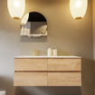 MONDIAZ VICA-DLUX Ensemble meuble de salle de bains - 120cm - meuble bas Washed oak - 4 tiroirs - lavabo encastré cloud à gauche - 1 trou de robinet - version hauteur 60cm - opalo SW1088453