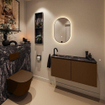 MONDIAZ TURE-DLUX Meuble WC 100cm Rust. EDEN lavabo Lava position gauche. Avec 1 trou de robinet. SW1103995