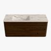 Mondiaz CIRO-DLUX Badkamermeubelset - 120x45x50cm - Solid surface wastafel Nata - 1 wasbak Links - 1 kraangat - 2 lades - Walnut SW1530583