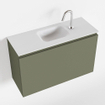 MONDIAZ OLAN Kit lave-mains - 80x30x40cm - 1 trou de robinet - 1 tiroir - army mat - lavabo centré - Solid Surface Blanc SW473328