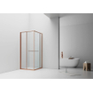 Aloni Inslide Cabine de douche - 90x90x200cm - verre de sécurité - 6mm - réversible - cuivre brossé SW1418692