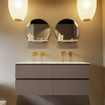 MONDIAZ VICA-DLUX Ensemble meuble de salle de bains - 120cm - meuble bas smoke - 4 tiroirs - lavabo encastré cloud double - sans trous de robinet - version hauteur 60cm - frape SW1088893