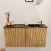 Mondiaz JOYA-DLUX 80cm toiletmeubel - kleur Oak - Wastafel FAYE positie Rechts 1 kraangat kleur Lava. SW1422048