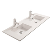 Thebalux lavabo slimline 120cm céramique 2x cuve 2x trou de robinet SW717338