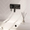BRAUER Stripe Mitigeur lavabo encastré - bec courbé et plaque de recouvrement - modèle A2 - noir mat SW1435101