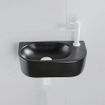 Fugaflow Efficiente Pietra Ensemble de lave-mains - 40x21,5x12cm - droit - lisse - semi-circulaire - 1 trou de robinet - céramique - robinet de lave-mains blanc mat - bouchon de vidage - siphon abaissé - noir mat SW1442377