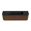 MONDIAZ KURVE 160cm Meuble salle de bain avec module 25 G et D - couleur Walnut - 1 tiroir - 2 portes - vasque BIG MEDIUM centre - sans trous de robinet - Urban SW1138492