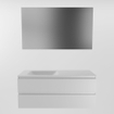 Mondiaz Aivy ensemble de meuble de salle de bains - 120x45x50cm - 0 trous de robinet - 1 vasque talc Solid surface - Gauche - 2 tiroirs - Avec miroir - MDF Talc SW892456