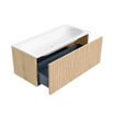 MONDIAZ KURVE 100cm Meuble salle de bain - couleur Oak - 1 tiroir - vasque BIG MEDIUM centre - sans trous de robinet - Talc SW1138180