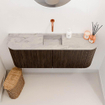 Mondiaz JOYA-DLUX 103.2cm toiletmeubel - ronding links en rechts kleur Walnut - Wastafel FAYE positie Midden Zonder kraangat kleur Glace. SW1422418