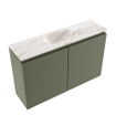 MONDIAZ TURE-DLUX Meuble toilette - 80cm - Army - EDEN - vasque Frappe - position centrale - sans trou de robinet SW1102675