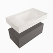 Mondiaz ALAN-DLUX Ensemble de meuble - 80cm - meuble Dark grey mat - 1 tiroir - Lavabo Cloud Ostra suspendu - vasque Centre - 1 trou de robinet SW807568