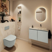 MONDIAZ TURE-DLUX Meuble toilette - 80cm - Greey - EDEN - vasque Ostra - position droite - sans trou de robinet SW1104855