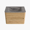 Mondiaz CIRO-DLUX Meuble de salle de bains - 70x45x50cm - lavabo solid surface Sombra - 1 vasque au milieu - sans trous de robinet - 2 tiroirs - Chêne SW1531239