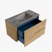 Mondiaz CIRO-DLUX Ensemble de meubles de salle de bains - 90x45x50cm - lavabo solid surface Oza - 1 vasque au milieu - sans trous de robinet - 2 tiroirs - Chêne SW1531123