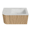 MONDIAZ KURVE-DLUX 85cm Meuble salle de bain avec module 25 G - couleur Oak - 1 tiroir - 1 porte - vasque CLOUD droite - 1 trou de robinet - couleur Opalo SW1137553