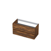 INK Wastafelonderkast - 100x45x52cm - 2 lades - greeploos - met houten keerlijst - MFC - Noten SW207412