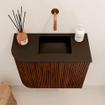 Mondiaz JOYA 51.6cm meuble de toilette - arrondi gauche couleur Ruby - Vasque FAYE position Droite Sans trou de robinet couleur Urban. SW1421816