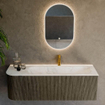 Mondiaz KURVE-DLUX Ensemble de meuble de salle de bains - 135x46x40cm - 1 tiroir - 1 porte - lavabo solid surface - droit - 1 trou de robinet - Shadow SW1414472