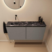 MONDIAZ TURE-DLUX 100cm toiletmeubel Smoke. EDEN wastafel Lava positie links. Zonder kraangat. SW1104078