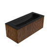 MONDIAZ KURVE 110cm Meuble salle de bain - couleur Walnut - 1 tiroir - vasque BIG MEDIUM centre - 1 trou de robinet - Urban SW1138480