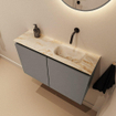 MONDIAZ TURE-DLUX Meuble toilette - 80cm - Smoke - EDEN - vasque Frappe - position droite - sans trou de robinet SW1103037