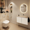 MONDIAZ TURE-DLUX Meuble toilette - 80cm - Talc - EDEN - vasque Frappe - position droite - sans trou de robinet SW1102597