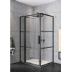 Riho Grid Cabine de douche XL rectangulaire 110x100cm 1 porte pivotante profilé noir mat et verre clair SW258598