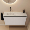 MONDIAZ TURE-DLUX Meuble de toilettes 80 cm Linen. Lavabo EDEN Opalo position gauche. Sans trou de robinet. SW1104409