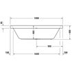 Duravit HappyD 2 kunststof inbouwbad acryl rechthoekig met 2 rugsteunen 180x80x46cm wit SW54606