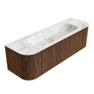 MONDIAZ KURVE-DLUX 150cm Meuble salle de bain avec module 25 G et D - couleur Walnut - 1 tiroir - 2 portes - vasque BIG MEDIUM centre - sans trou de robinet - couleur Frappe SW1137492