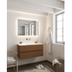 MONDIAZ VICA Ensemble de meuble salle de bain - 100cm - 2 tiroirs - lavabo Cloud au centre - 0 trous de robinet - solid surface rouille SW411198