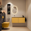 MONDIAZ TURE-DLUX meuble de toilettes 120 cm Ocher. Lavabo EDEN Lava position gauche. Sans trou de robinet. SW1103897