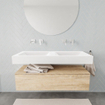 MONDIAZ ALAN 120cm - meuble bas - chêne blanchi - 1 tiroir - lavabo suspendu - 2 bassins - 0 trous de robinet - talc SW408577