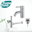 FugaFlow Eccelente Sobrado Kit mitigeur lavabo - robinet bas - bonde clic clac - siphon design - Chrome brillant SW1124184